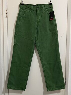 VANS Green Denim Drill Chore Carpenter Pants Men's 30Wx31L Loose Fit NWT